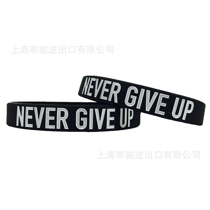 Jewelry WholesaleWholesale NEVER GIVE UP Silicone Bracelet Black JDC-BT-HanJ016 Bracelet 寒骏 %variant_option1% %variant_option2% %variant_option3%  Factory Price JoyasDeChina Joyas De China