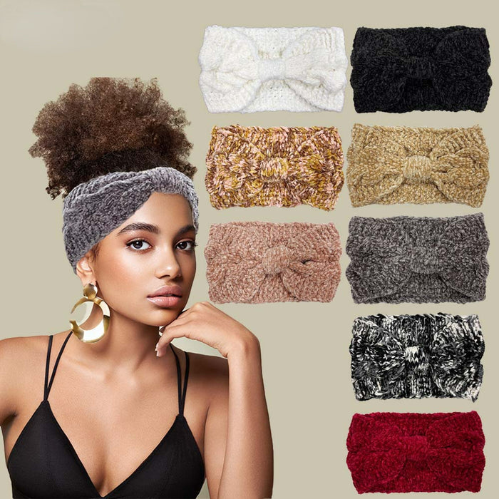 Wholesale Headband Fabric Twist Bow Knit Ear Guards Autumn and Winter MOQ≥2 JDC-HD-WenG001