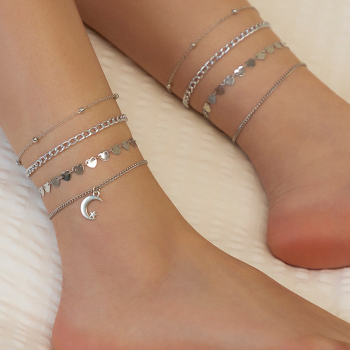 Wholesale Love Sequins Multilayer Beads Set Anklet JDC-AS-MYu002