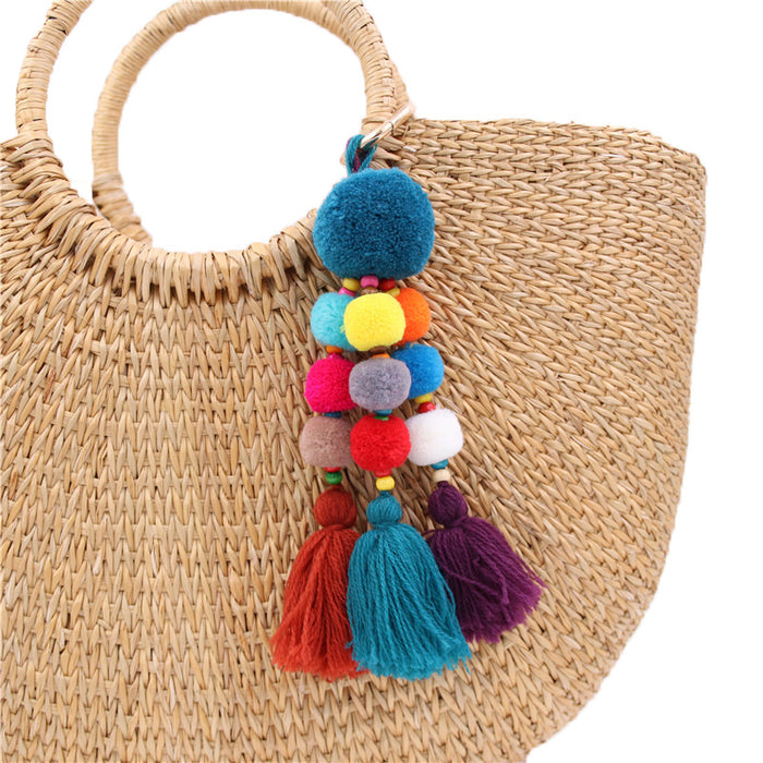 Jewelry WholesaleWholesale Si Mi tassel color wood bead multi-layer keychain JDC-KC-XiangH002 Keychains 湘怀 %variant_option1% %variant_option2% %variant_option3%  Factory Price JoyasDeChina Joyas De China