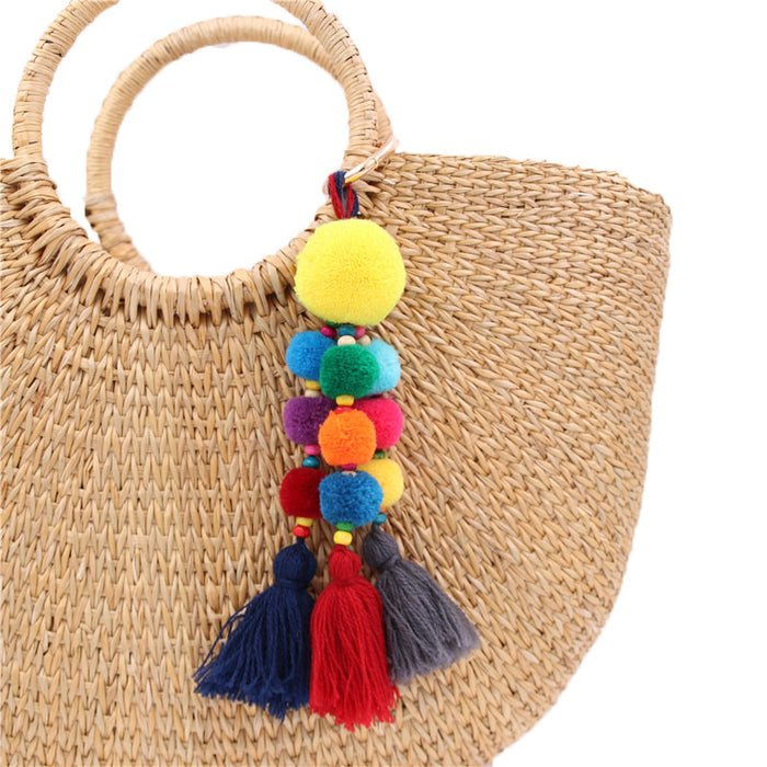 Jewelry WholesaleWholesale Si Mi tassel color wood bead multi-layer keychain JDC-KC-XiangH002 Keychains 湘怀 %variant_option1% %variant_option2% %variant_option3%  Factory Price JoyasDeChina Joyas De China