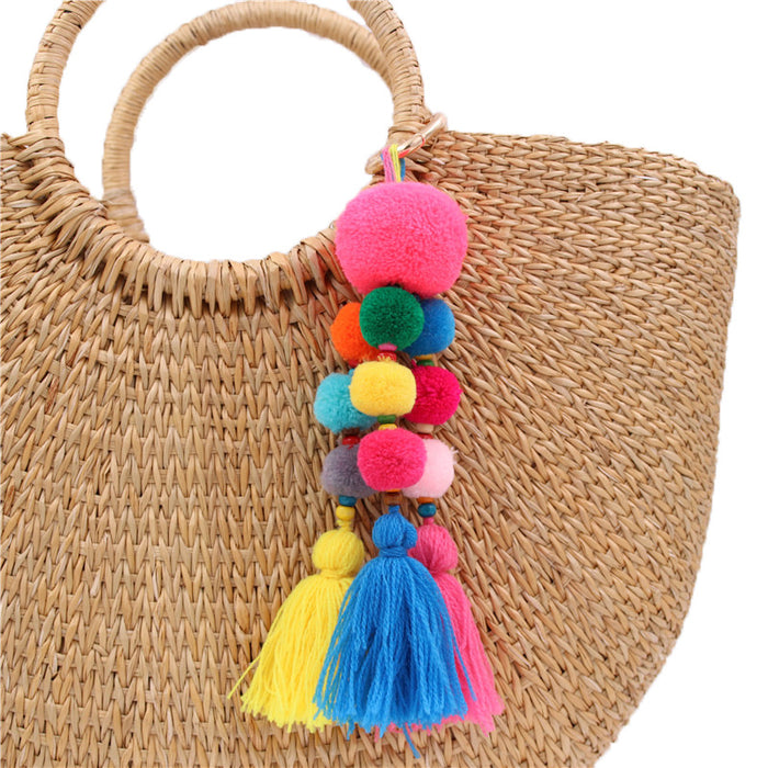 Jewelry WholesaleWholesale Si Mi tassel color wood bead multi-layer keychain JDC-KC-XiangH002 Keychains 湘怀 %variant_option1% %variant_option2% %variant_option3%  Factory Price JoyasDeChina Joyas De China