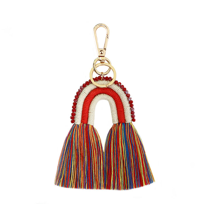 Wholesale tassel keychain rice bead rope weaving manual weaving  JDC-KC-JM015