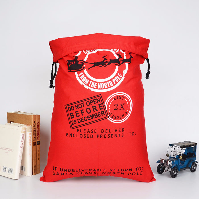 Wholesale Gift Bag Postmark Christmas Canvas Bag Red Old Man Elk Christmas Bag MOQ≥5 JDC-GB-HaiK003