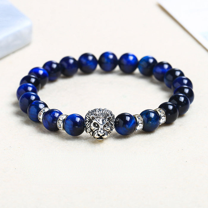 Wholesale Silver Lion Head Crystal Bracelet MOQ≥2 JDC-BT-JingD003