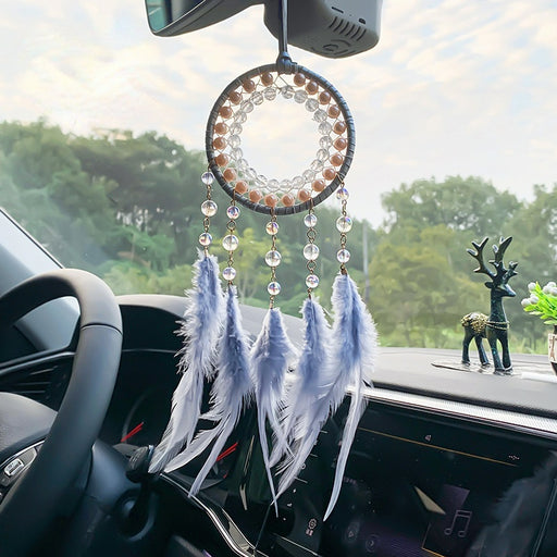 Jewelry WholesaleWholesale Glass Feather Woven DreamCatcher Car Ornament JDC-DC-MGu001 Dreamcatcher 梦罟 %variant_option1% %variant_option2% %variant_option3%  Factory Price JoyasDeChina Joyas De China