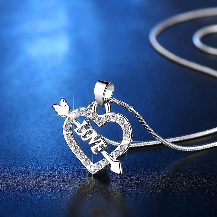 Wholesale Valentine's Day Arrow Through Heart Zircon Alloy Necklace JDC-NE-MiMeng031