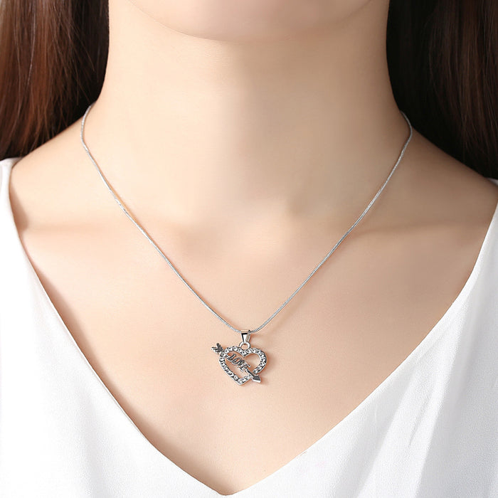 Wholesale Valentine's Day Arrow Through Heart Zircon Alloy Necklace JDC-NE-MiMeng031