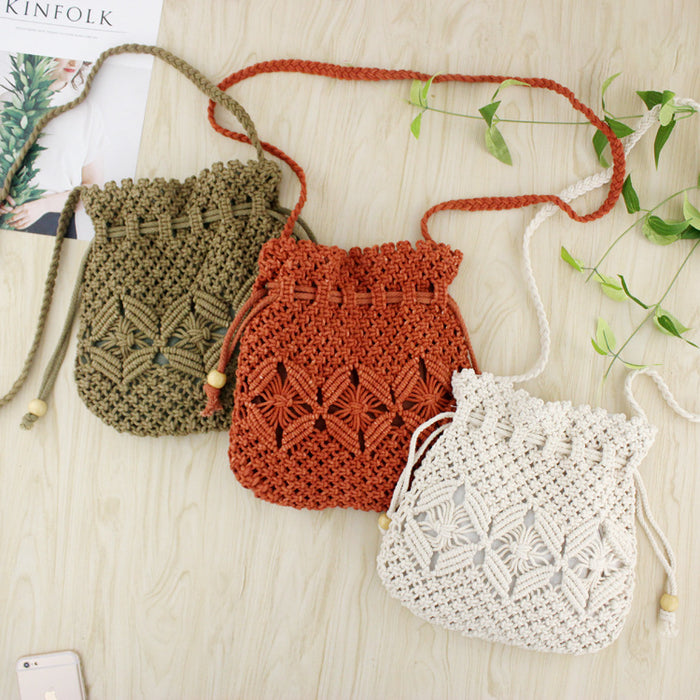 Jewelry WholesaleWholesale Cotton Thread Braided Drawstring Straw Bag Beach Bag JDC-SD-FFC001 Shoulder Bags 非凡草 %variant_option1% %variant_option2% %variant_option3%  Factory Price JoyasDeChina Joyas De China