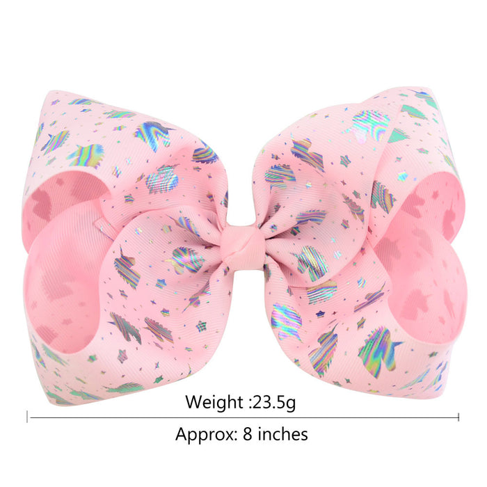 Wholesale Kids Headwear 8 Inch Printed Rib With Bow Hair Clip MOQ≥2 JDC-HC-YL079