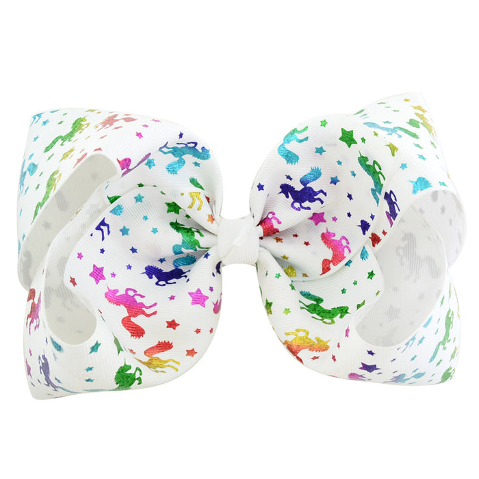 Wholesale Kids Headwear 8 Inch Printed Rib With Bow Hair Clip MOQ≥2 JDC-HC-YL079