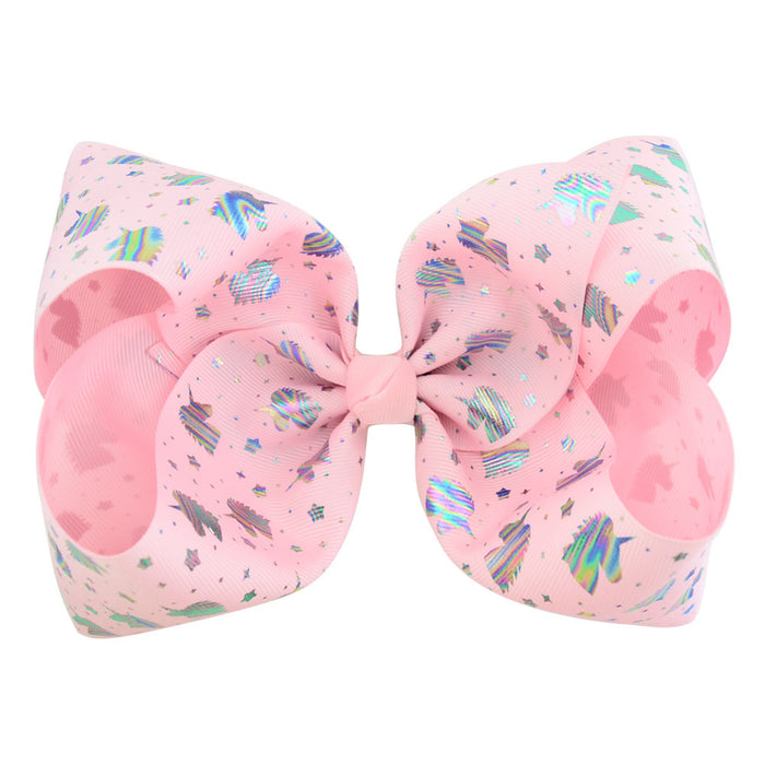 Wholesale Kids Headwear 8 Inch Printed Rib With Bow Hair Clip MOQ≥2 JDC-HC-YL079