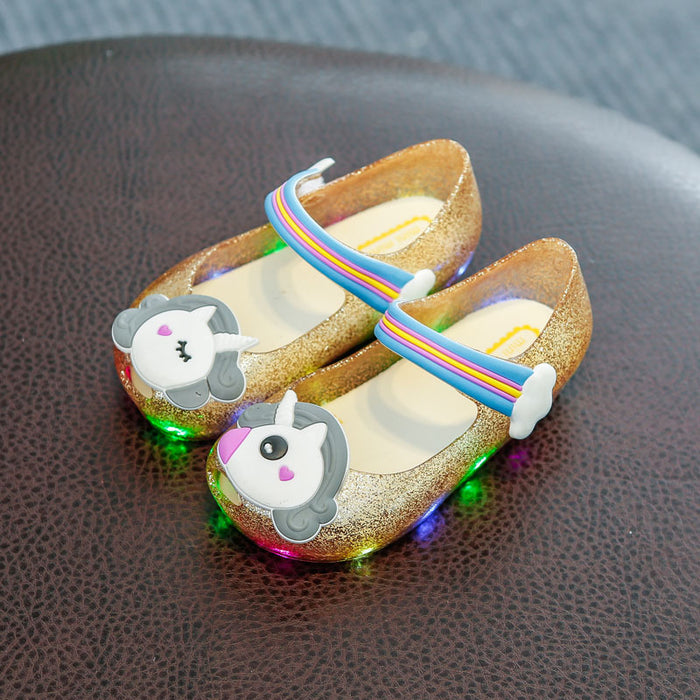 Jewelry WholesaleWholesale Cartoon New Unicorn Jelly LED Flashing Sandals and Slippers JDC-SD-GuoD002 Sandal 新致 %variant_option1% %variant_option2% %variant_option3%  Factory Price JoyasDeChina Joyas De China