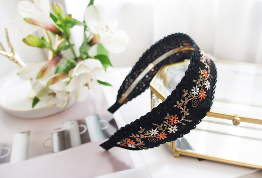 Jewelry WholesaleWholesale embroidery lace wind suede floral fabric hair band JDC-HD-Youp001 Headband 有派 %variant_option1% %variant_option2% %variant_option3%  Factory Price JoyasDeChina Joyas De China