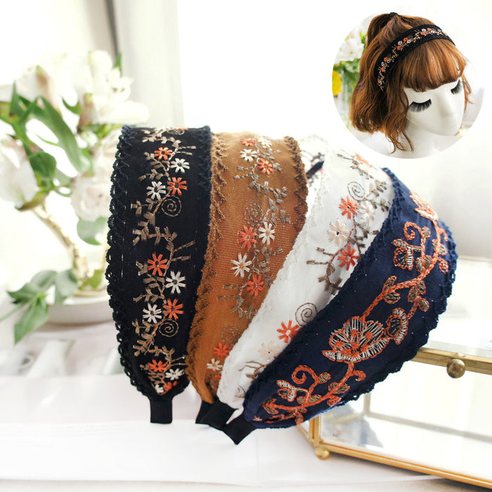 Jewelry WholesaleWholesale embroidery lace wind suede floral fabric hair band JDC-HD-Youp001 Headband 有派 %variant_option1% %variant_option2% %variant_option3%  Factory Price JoyasDeChina Joyas De China