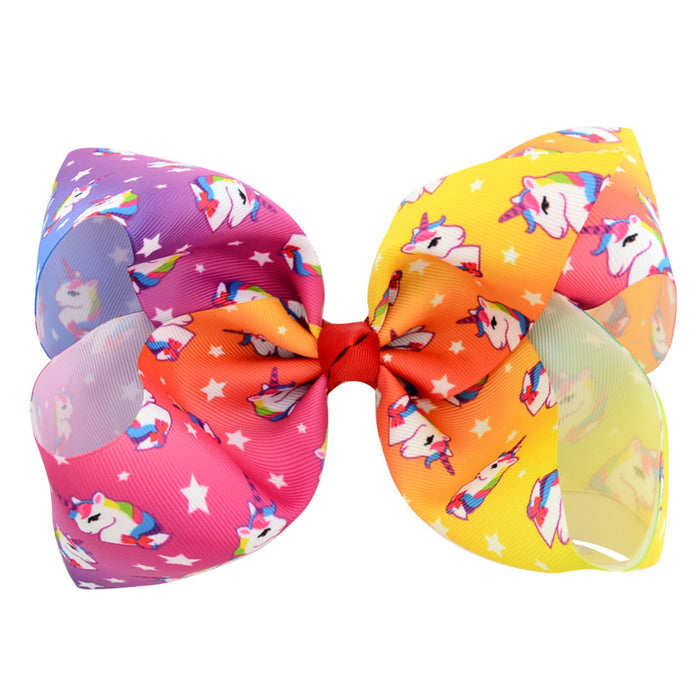 Wholesale Kids Headwear 8 Inch Printed Rib With Bow Hair Clip MOQ≥2 JDC-HC-YL079