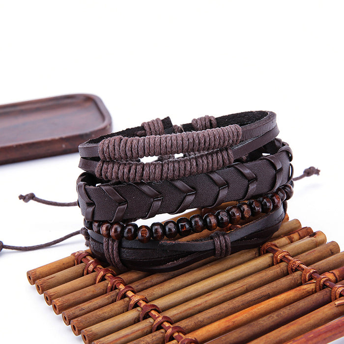 Wholesale Bracelet Leather Vintage Hemp Rope Braided Men's Bracelet MOQ≥2 JDC-BT-JiaX005