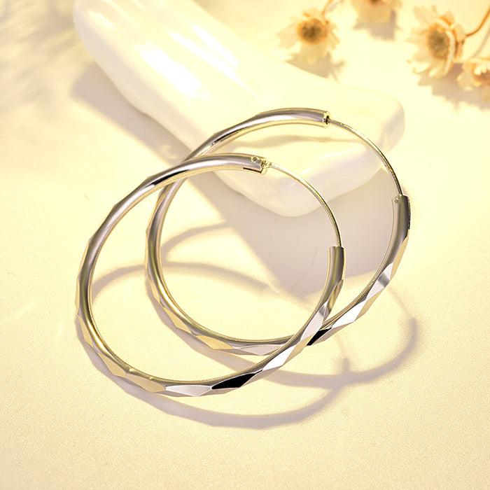 Wholesale Copper White Gold Plated Big Hoop Earrings MOQ≥2 JDC-ES-QLX071