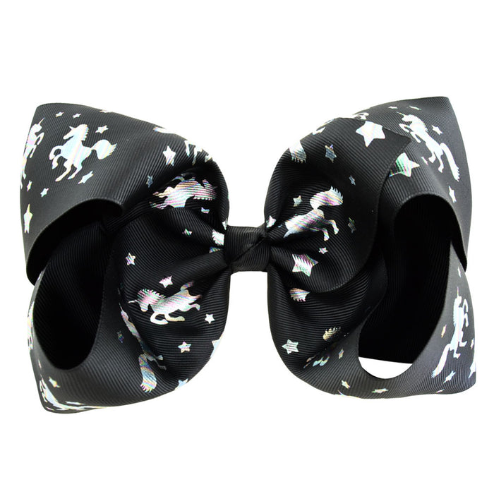 Wholesale Kids Headwear 8 Inch Printed Rib With Bow Hair Clip MOQ≥2 JDC-HC-YL079