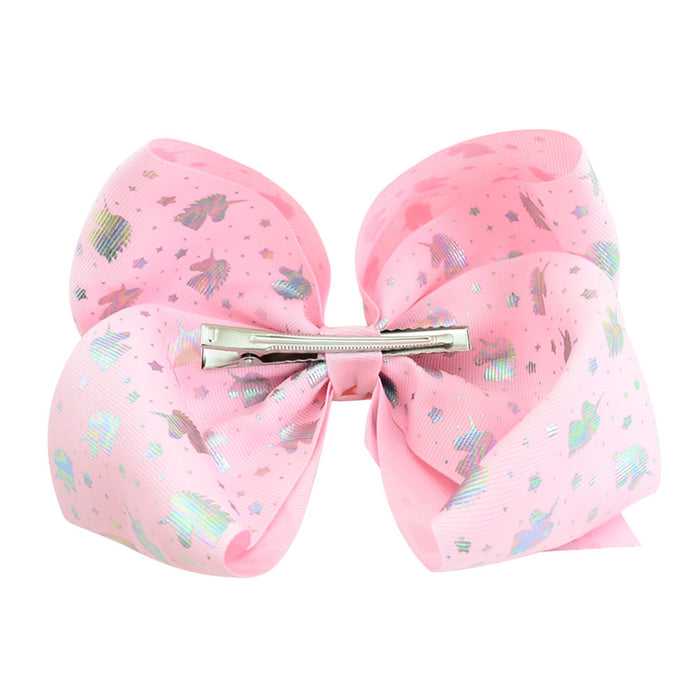 Wholesale Kids Headwear 8 Inch Printed Rib With Bow Hair Clip MOQ≥2 JDC-HC-YL079