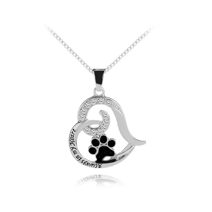 Jewelry WholesaleWholesale pet dog paw cutout love footprint alloy necklace JDC-NE-LangT007 Necklaces 阆天 %variant_option1% %variant_option2% %variant_option3%  Factory Price JoyasDeChina Joyas De China