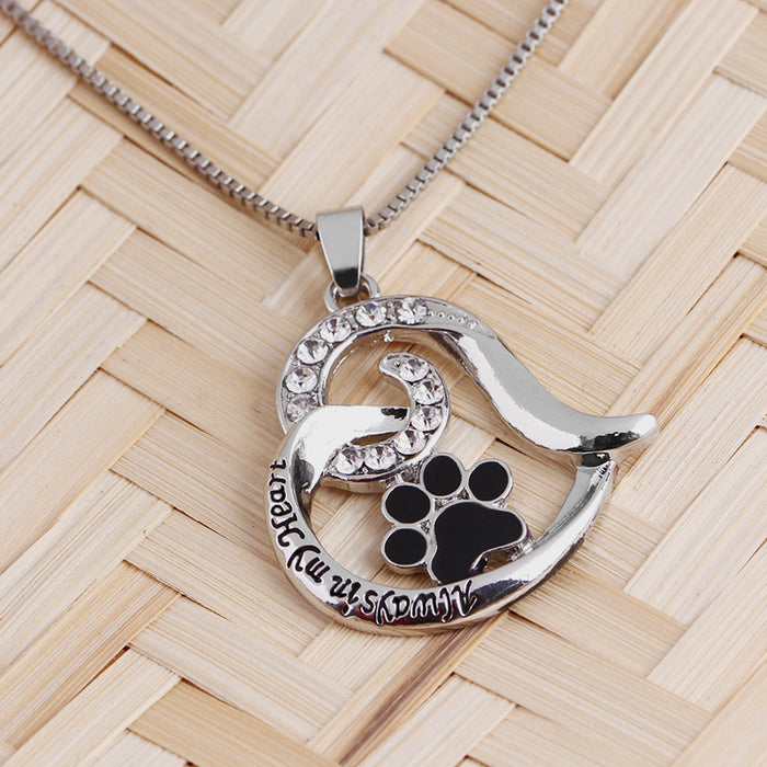 Jewelry WholesaleWholesale pet dog paw cutout love footprint alloy necklace JDC-NE-LangT007 Necklaces 阆天 %variant_option1% %variant_option2% %variant_option3%  Factory Price JoyasDeChina Joyas De China