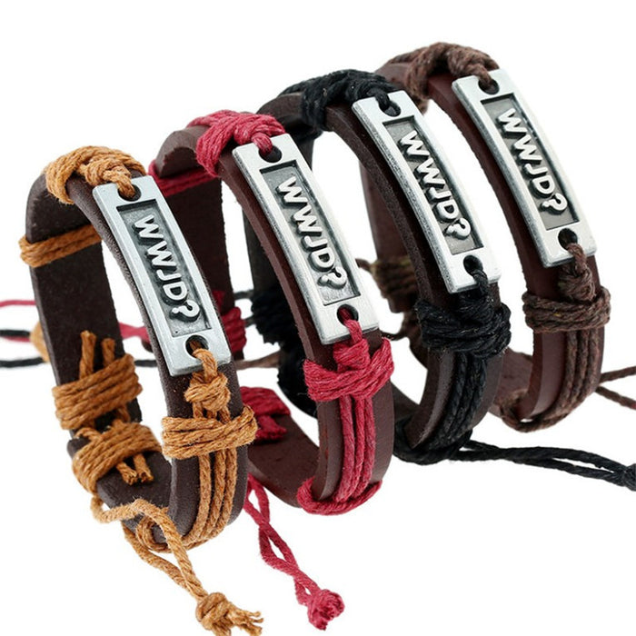 Wholesale Leather Ethnic Bracelet English Letter Leather Bracelet JDC-BT-SaiH011