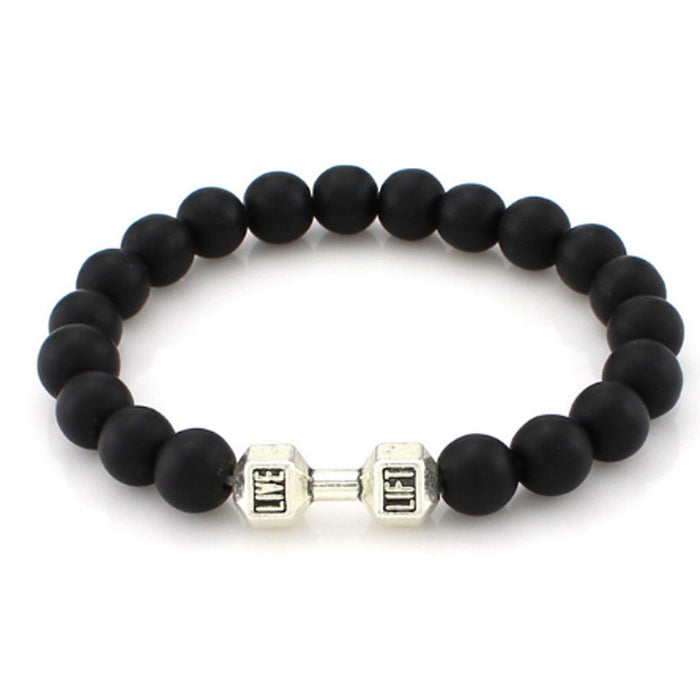 Wholesale Volcanic Stone Beaded Bracelet Metal Dumbbell Buddha Beads Bracelet MOQ≥5 JDC-BT-ManS006