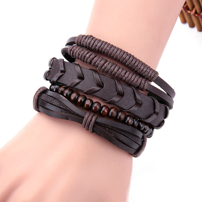 Wholesale Bracelet Leather Vintage Hemp Rope Braided Men's Bracelet MOQ≥2 JDC-BT-JiaX005