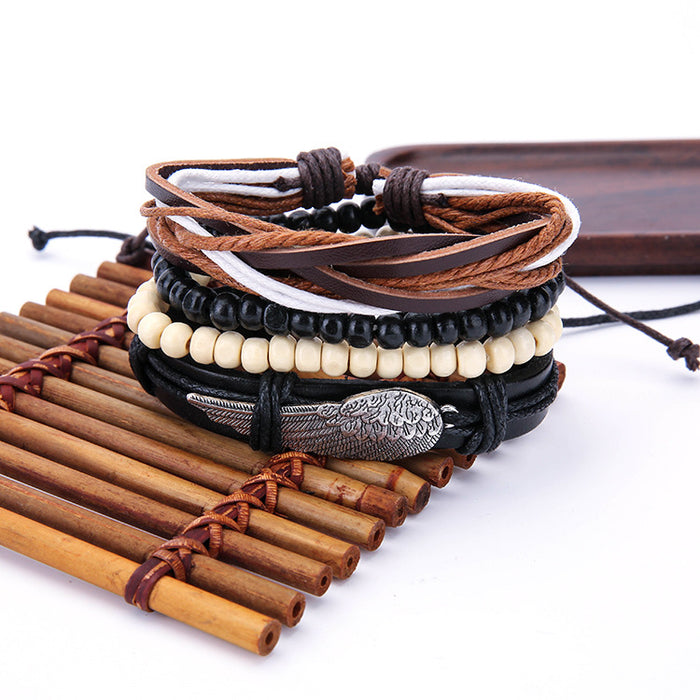 Wholesale Bracelet Leather Vintage Woven Multilayer Couple Bracelet MOQ≥2 JDC-BT-JiaX008