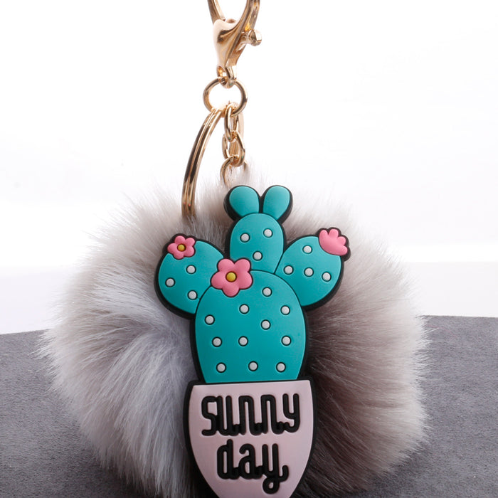 Wholesale Cartoon Cactus Hair Ball Pendant Bag Car Ornament MOQ≥2 JDC-KC-QiShi036