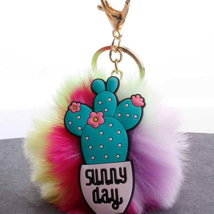 Wholesale Cartoon Cactus Hair Ball Pendant Bag Car Ornament MOQ≥2 JDC-KC-QiShi034