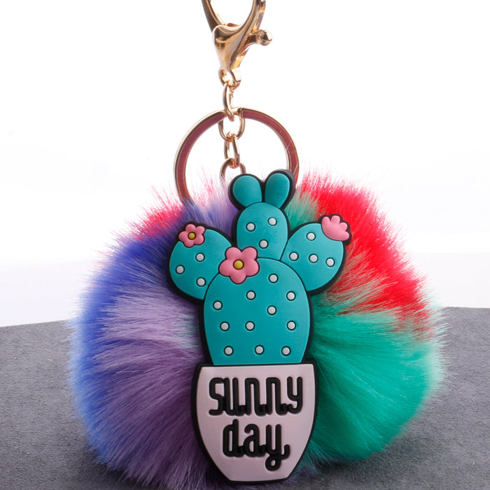 Wholesale Cartoon Cactus Hair Ball Pendant Bag Car Ornament MOQ≥2 JDC-KC-QiShi034