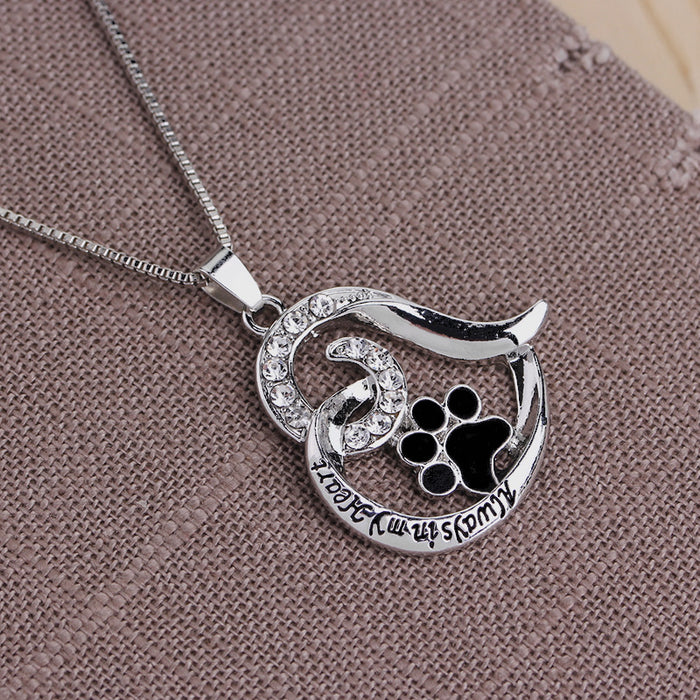 Jewelry WholesaleWholesale pet dog paw cutout love footprint alloy necklace JDC-NE-LangT007 Necklaces 阆天 %variant_option1% %variant_option2% %variant_option3%  Factory Price JoyasDeChina Joyas De China