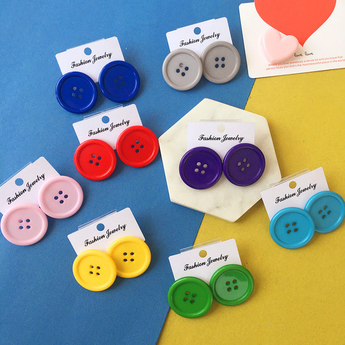 Wholesale Color Candy Color Button Wood Earrings JDC-ES-Chouteng002