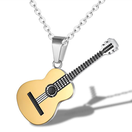 Jewelry WholesaleWholesale creative personality music guitar pendant men and women titanium steel necklace JDC-NE-BM001 Necklaces 彪美 %variant_option1% %variant_option2% %variant_option3%  Factory Price JoyasDeChina Joyas De China