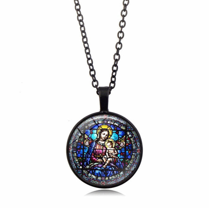 Jewelry WholesaleWholesale Christian Virgin Mary Alloy Glass Piece Time Gemstone Necklace JDC-NE-Hengx002 Necklaces 横湘 %variant_option1% %variant_option2% %variant_option3%  Factory Price JoyasDeChina Joyas De China