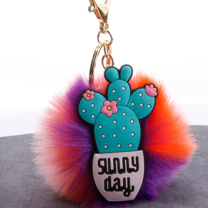 Wholesale Cartoon Cactus Hair Ball Pendant Bag Car Ornament MOQ≥2 JDC-KC-QiShi036