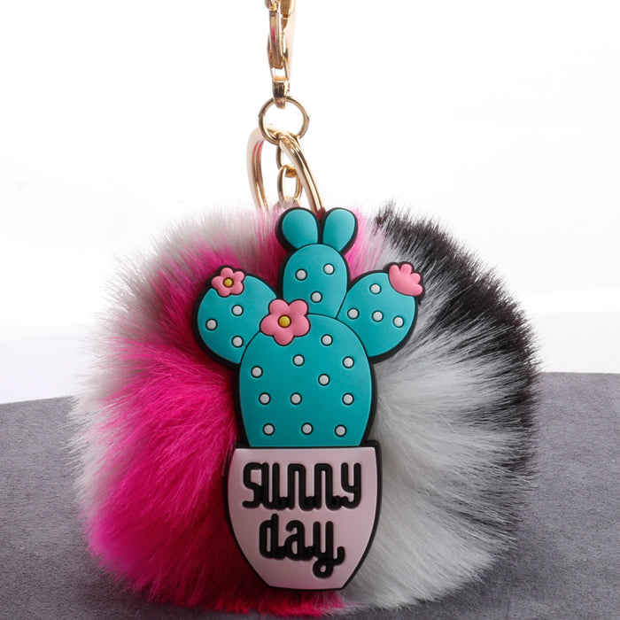 Wholesale Cartoon Cactus Hair Ball Pendant Bag Car Ornament MOQ≥2 JDC-KC-QiShi036