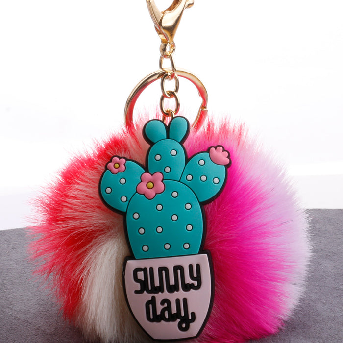 Wholesale Cartoon Cactus Hair Ball Pendant Bag Car Ornament MOQ≥2 JDC-KC-QiShi036