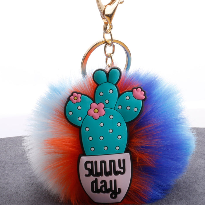 Wholesale Cartoon Cactus Hair Ball Pendant Bag Car Ornament MOQ≥2 JDC-KC-QiShi036