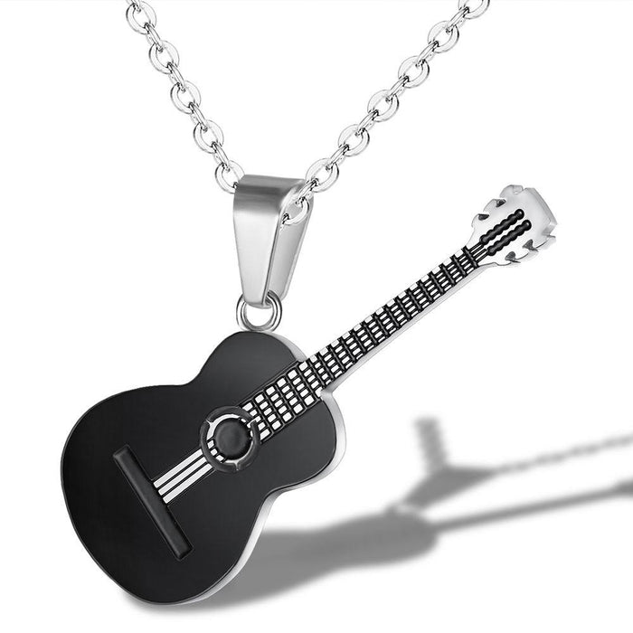 Jewelry WholesaleWholesale creative personality music guitar pendant men and women titanium steel necklace JDC-NE-BM001 Necklaces 彪美 %variant_option1% %variant_option2% %variant_option3%  Factory Price JoyasDeChina Joyas De China