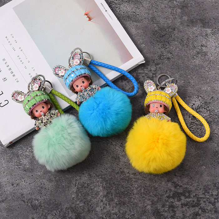 Jewelry WholesaleWholesale pendant rhinestone rex rabbit fur keychain cartoon JDC-KC-GHui005 Keychains 广汇 %variant_option1% %variant_option2% %variant_option3%  Factory Price JoyasDeChina Joyas De China