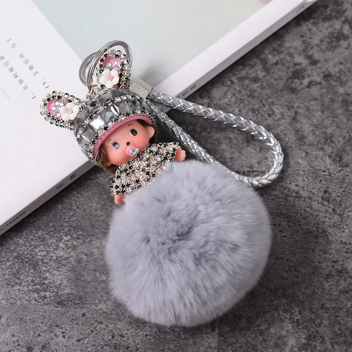 Jewelry WholesaleWholesale pendant rhinestone rex rabbit fur keychain cartoon JDC-KC-GHui005 Keychains 广汇 %variant_option1% %variant_option2% %variant_option3%  Factory Price JoyasDeChina Joyas De China