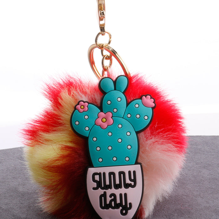 Wholesale Cartoon Cactus Hair Ball Pendant Bag Car Ornament MOQ≥2 JDC-KC-QiShi036