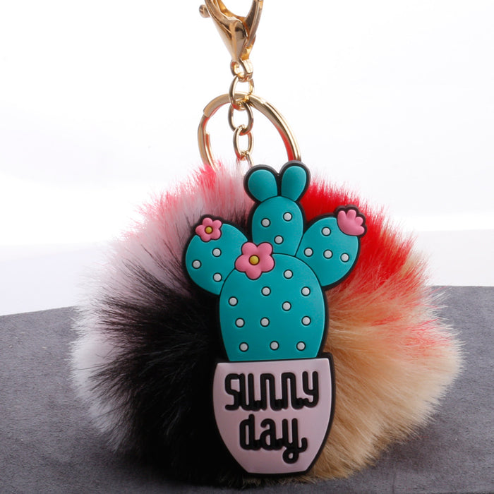 Wholesale Cartoon Cactus Hair Ball Pendant Bag Car Ornament MOQ≥2 JDC-KC-QiShi034