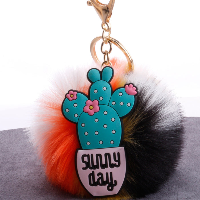 Wholesale Cartoon Cactus Hair Ball Pendant Bag Car Ornament MOQ≥2 JDC-KC-QiShi034