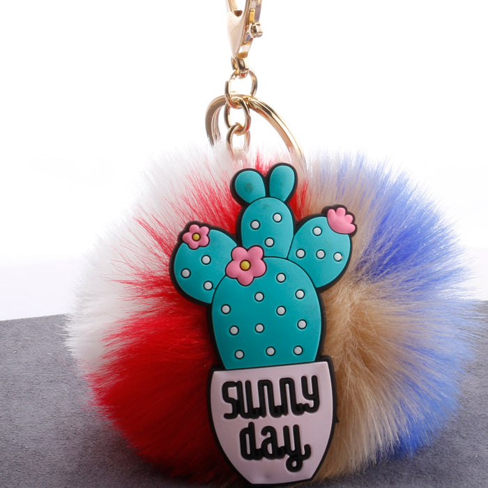 Wholesale Cartoon Cactus Hair Ball Pendant Bag Car Ornament MOQ≥2 JDC-KC-QiShi036