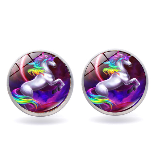 Jewelry WholesaleWholesale Cartoon Time Gem Stud Earrings Retro Rainbow Horse JDC-ES-Songx036 Earrings 淞香 %variant_option1% %variant_option2% %variant_option3%  Factory Price JoyasDeChina Joyas De China