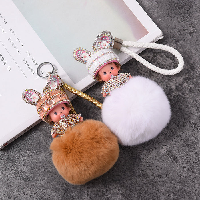 Jewelry WholesaleWholesale pendant rhinestone rex rabbit fur keychain cartoon JDC-KC-GHui005 Keychains 广汇 %variant_option1% %variant_option2% %variant_option3%  Factory Price JoyasDeChina Joyas De China